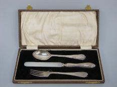 A cased hallmarked silver christening cutlery set Sheffield 1923,