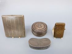 A continental white metal trinket pot for Arras, diameter 6.