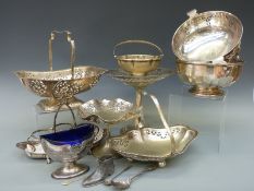 A collection of plated ware including Art Deco pedestal tazza, height 21.