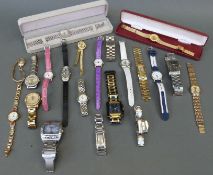 Twenty-one ladies fashion watches including Fossil, Sekonda and Sky, some in original boxes.