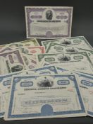A collection of mid 20th century USA stock certificates including Virginia Electric Company and The