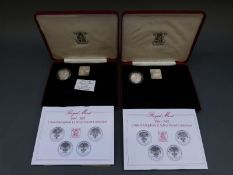 Two cased silver proof Royal Mint 1985 £1 coins