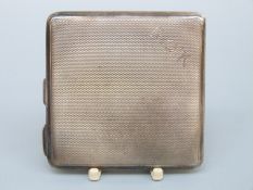 A George VI Mappin & Webb hallmarked silver engine turned powder compact, width 6.