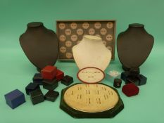 A collection of jewellery display items,