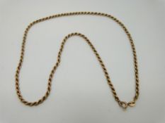 A 9ct gold rope twist necklace, length 46.5cm, width 2.