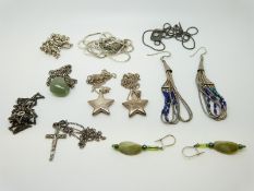 Nine silver necklaces,