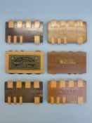 Six Whist/Bezique markers including The Camden and Pall Mall examples