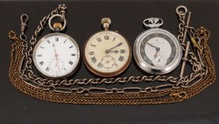 Three various gentleman's keyless winding open faced pocket watches including Ingersoll,