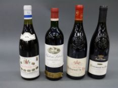 Four bottles of wine comprising Châteauneuf-du-pape 2001 and 2005,