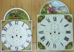 Two 19thC painted longcase clock dials from 8-day movements, one signed J Bennett, Norwich,