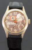 Swiss gold plated gentleman's wristwatch with military portrait of Field Marshal Erwin Rommel and
