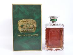 Bowmore 21 year old single malt Scotch whisky in Glencairn Crystal engraved with 'Famous Golf