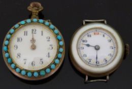 Two ladies watches one a wristwatch with mother of pearl bezel and back,