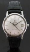 Omega Seamaster stainless steel gentleman's wristwatch with date aperture, two tone hands,