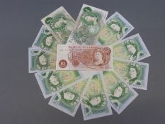 Seven Bank of England consecutive £1 notes uncirculated,