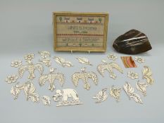 A small sampler, bone decoration from a writing slope,