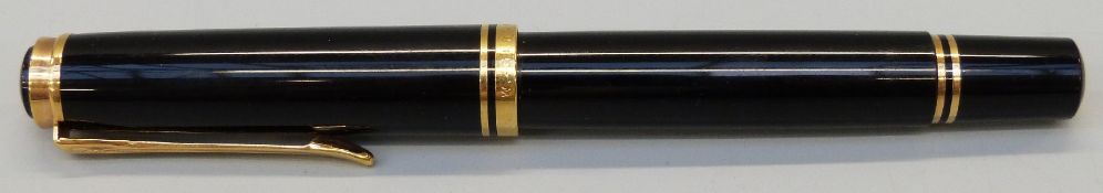 Pelikan R200 black ballpoint pen with gold coloured mounts