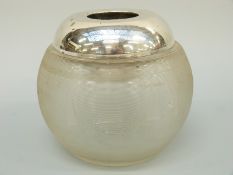 An extra large hallmarked silver and glass match striker, marks rubbed,