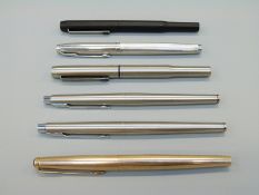 Six various Parker fountain pens.