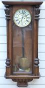 A late 19th / early 20thC Vienna style regulator wall clock with two train movement with brass