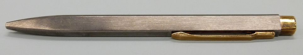 Montblanc Leonardo da Vinci ballpoint pen of angular form with brushed and aluminium barrel,