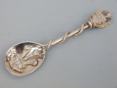 A hallmarked silver spoon commemorating the investiture of the Prince of Wales,