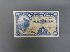 Government of Gibraltar 1954 ten shilling note,