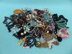 A collection of costume jewellery beads,