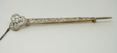 A late 19th/ early 20thC kilt or similar pin set with old cut and rose cut diamonds, 9.