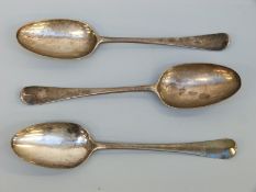 A pair of Georgian bottom hallmarked silver table spoons, London 1771 maker Thomas Wallis I,