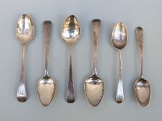 Six various Georgian hallmarked silver teaspoons,
