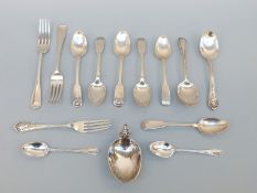 A quantity of Victorian hallmarked silver cutlery including a pair of forks,