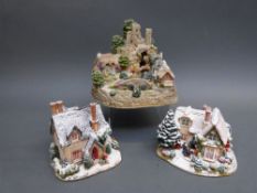 Three larger sized Lilliput Lane cottages, The First Nod, Christmas Party,