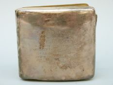 A hallmarked silver cigarette case of Gloucester Union interest, Birmingham 1922,