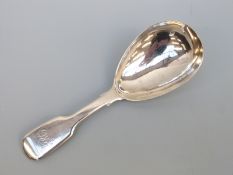 A William IV hallmarked silver tea caddy spoon, London 1836 maker William Eaton,