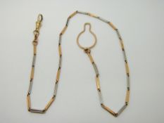 A 18ct bi-coloured Albert/ watch chain made up of of elongated links, 19.