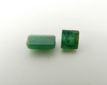 An emerald cut emerald of approximately 1.33ct and a square cut emerald approximately 1.