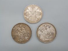 Two Victorian crowns, Jubilee 1887 and veiled head 1896,