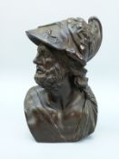 A 19thC classical style electrotype bronzed bust after the antique of Menelaus,