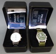 Two Pulsar gentleman's chronograph wristwatches both with date apertures,