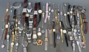 Fifty-five various ladies and gentleman's wristwatches.