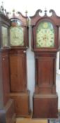 A mid to late 19thC oak and mahogany 8 day duration longcased clock,