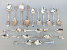 A set of 10 Victorian fiddle pattern hallmarked silver dessert spoons,