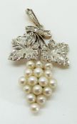 A Victorian pendant in the form of a bunch of grapes set with pearls and rose cut diamonds, 3.
