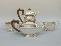 A George VI Art Deco octagonal hallmarked silver four piece tea set,