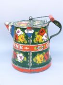 A vintage hand decorated bargeware watering can,