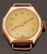 Rolex 9ct gold ladies wristwatch with blued hands and Arabic numerals, case diameter 26mm, 14.4g.