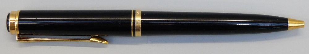 Pelikan ballpoint pen with gold plated mounts and black body