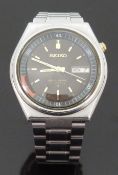 Seiko Bell-Matic stainless steel gentleman's wristwatch with alarm function, day and date aperture,