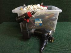 Three boxes of assorted hand tools, hard ware,